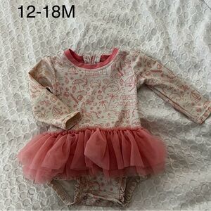 Ruffle Butts Pink and White Baby Tutu Swim/Bathing Suit